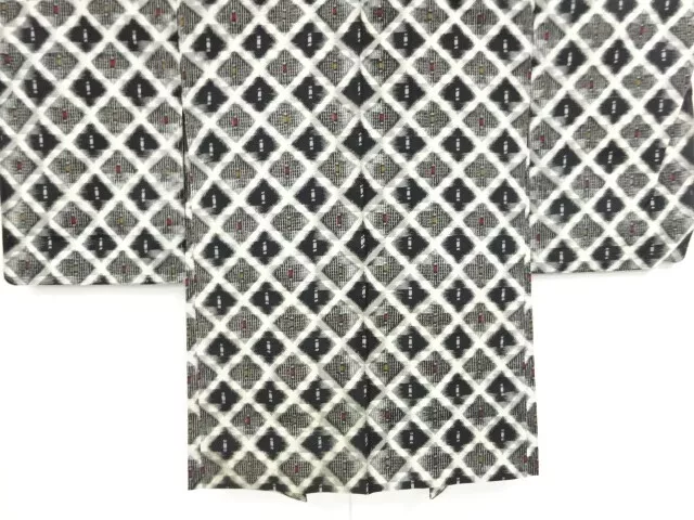 84670# Japanese Kimono / Antique Haori / Meisen / Woven Diagonal Grid & Abst