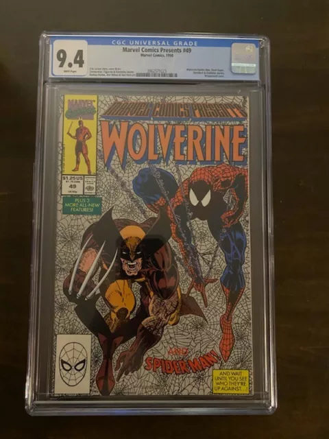 Marvel Comics Presents 49 CGC Graded 9.4-Wolverine/Spider-Man-Classic white pgs