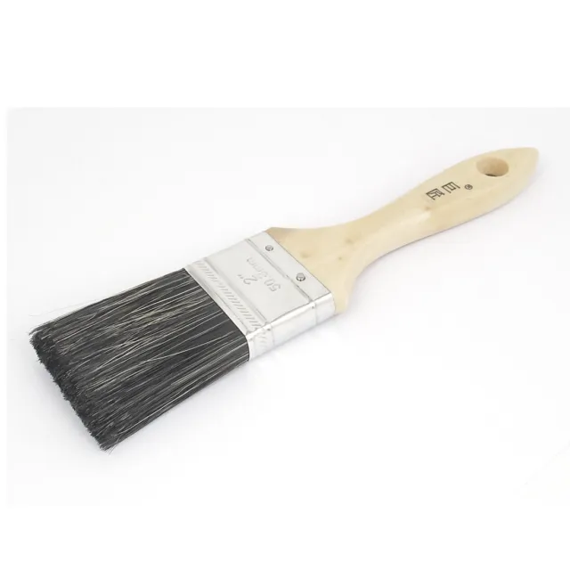 2 Width Wooden Handle Soft Bristle Painting Drawing Oil Paint Brush Pen