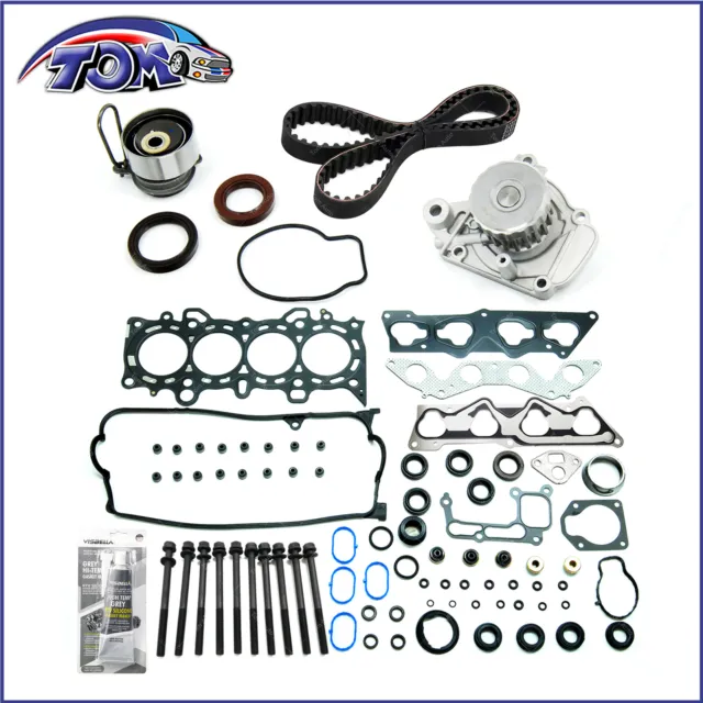 Head Gasket Bolts Set Timing Belt Kit With Water Pump for 01-05 Honda Civic 1.7L