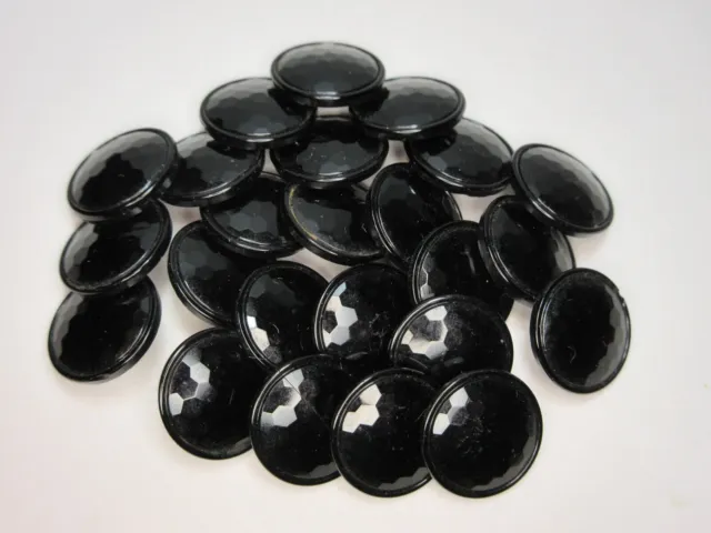 29 Antique Victorian Buttons Matched Set Black GLASS Brass Shank 9/16"