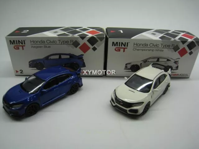 TSM MINI GT 1/64 For Honda Civic Type R FK8 Diecast Model Car Gifts Blue/White