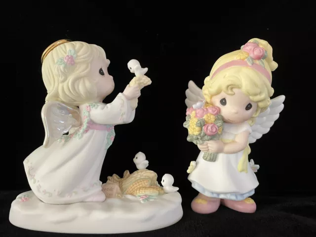 Lot of 2 Precious Moments Figurines Christmas is Loving & The Joy of His Love