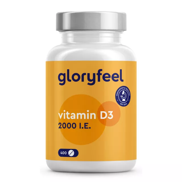 Vitamin D3 2000 I.E. -  400 Tabletten (13 Monate) - Für Immunsystem und Knochen