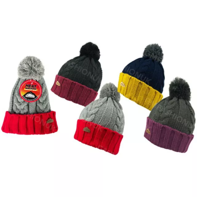 Mens Ladies Winter Warm Woolly Bobble Knitted Ski Hat Thick Pom Pom Beanie Hats