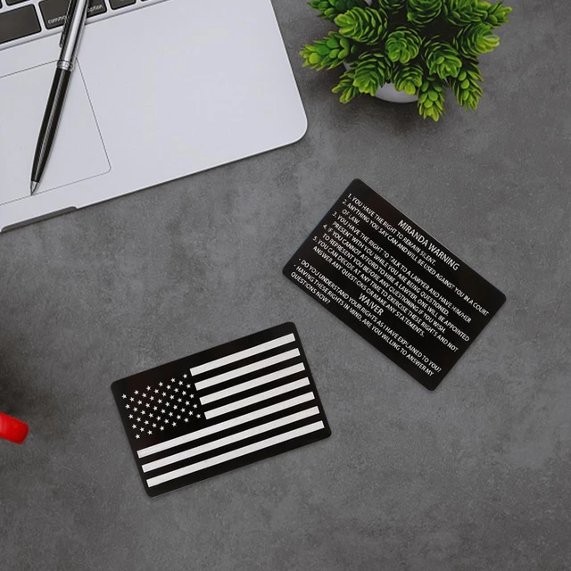 Military Police Metal Cards Black Miranda Warning Right Phonetic Alphabet Card
