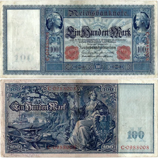 Reichsbanknote 100 Mark 1908 Berlin Reichsbank DEU-32 Ro.35 P-35