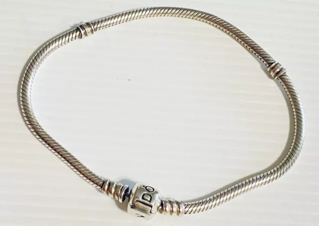 Genuine Pandora Silver Barrel Clasp moments snake bracelet 20cm