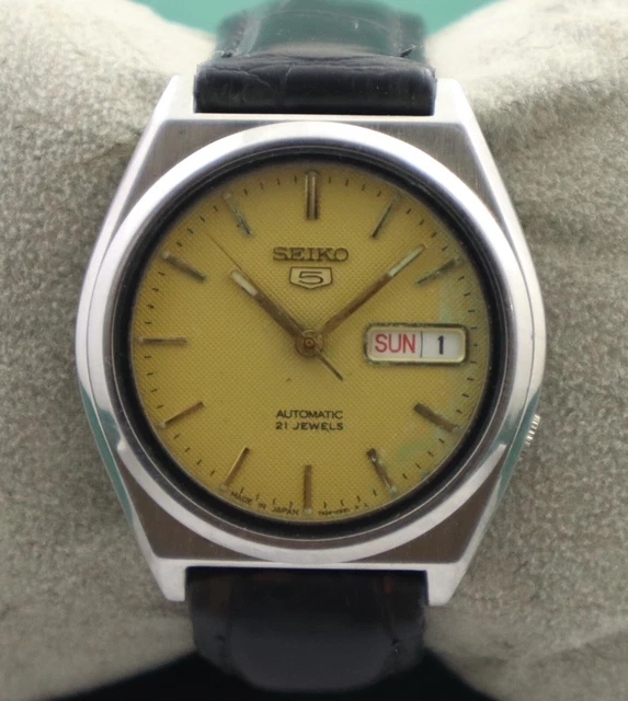 Vintage Seiko 5 Automatic Men Watch 7s26 D/D 21 Jew Gold Dial Recently Service