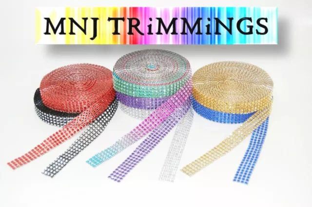 9 yards Diamante Effect, Rhinestone Mesh ribbon trimming bridal craft