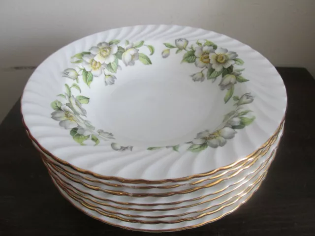 Aynsley Bone China England Dogwood Flowers Set Of 8 Soup Bowl