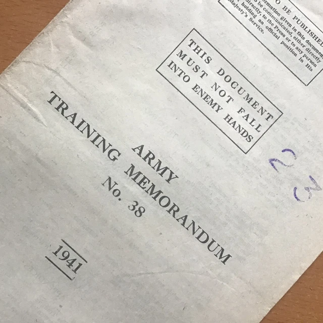 ORIGINAL WWII BRITISH ARMY PAMPHLET ARMY TRAINING MEMORANDUM No.38