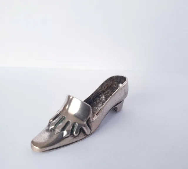 Vintage Solid Silver Italian made miniature Female Shoe Hallmarked.Large! Rare