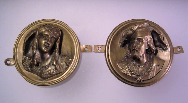 19th c Bronze Wall Plaques Pair