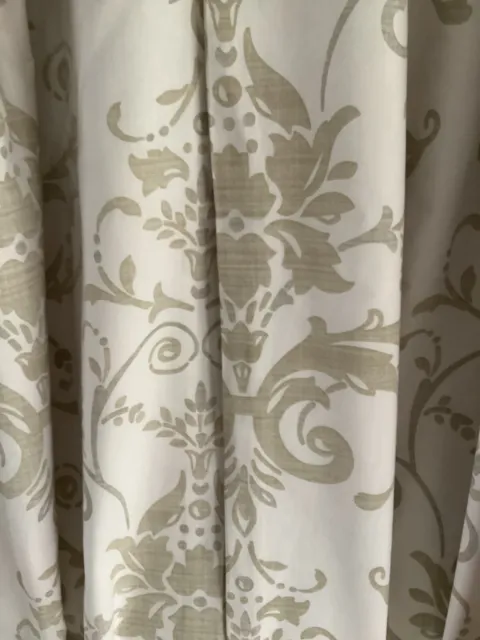 Beautiful Next Damask Cream & Taupe Lined Curtains W66” XL 72” VGC