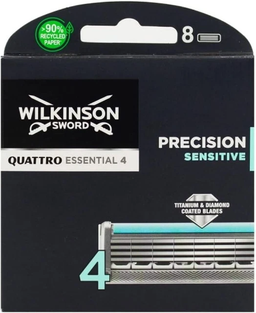 8x Testine di Ricambio a 4 Lame in Titanio per Rasoio Quattro Titanium Razor
