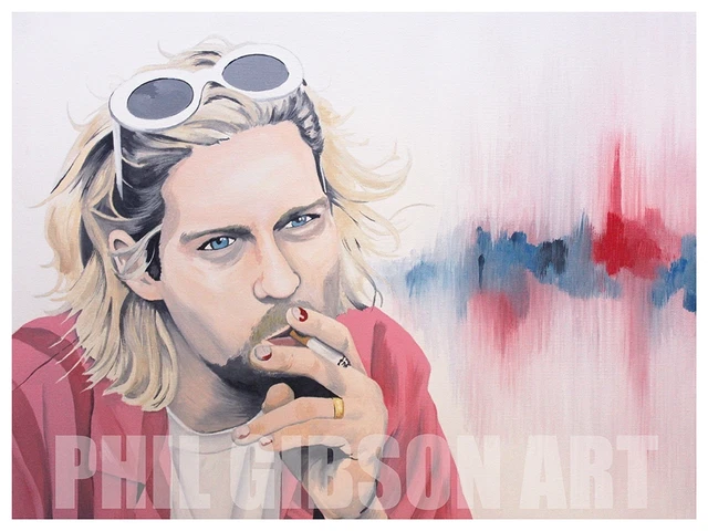 ORIGINAL KURT COBAIN Portrait Nirvana Album Art Nevermind Guitar Poster ...