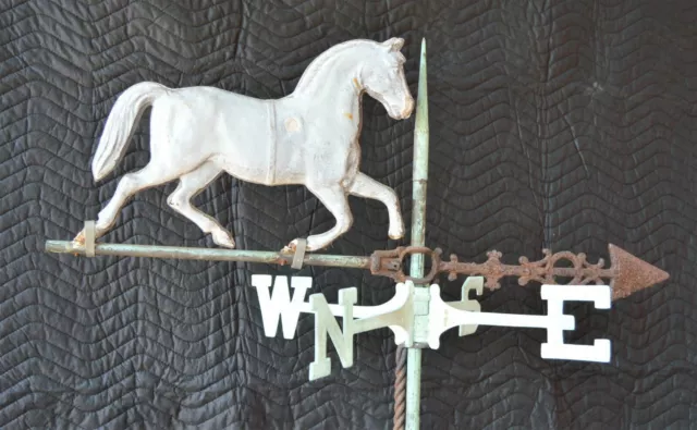 Antique Zinc Running Horse Weathervane on Cast Iron Arrow with Iron Stand