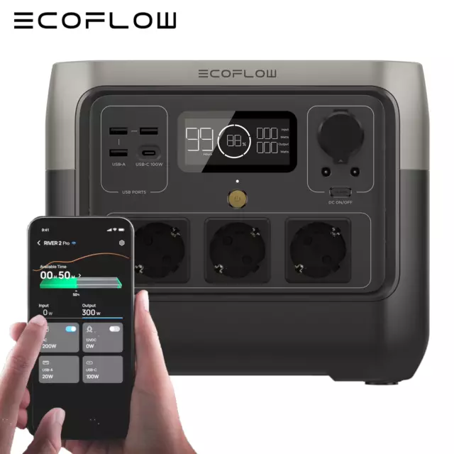 Ecoflow River 2 Pro Station électrique 768Wh LiFePO4 Générateur Solaire Portable