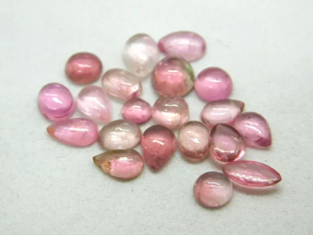 Beau 20 Pièces en Gros Lot Naturel Rose Tourmaline Cabochon Desseré Gemmes