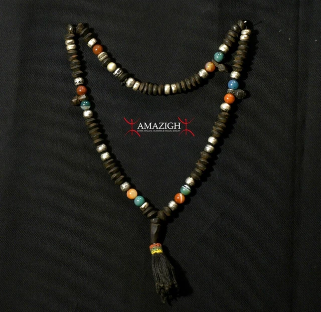 Fine Chaplet – Tasbih – Ebony Beads Silver Inlaid – South Morocco