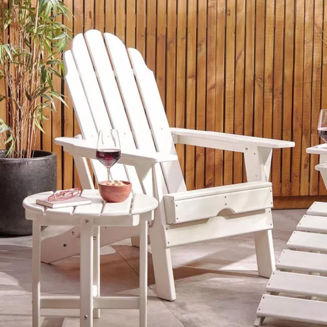 White Folding Adirondack Chair  Garden Outdoor Patio Furniture Ex Display