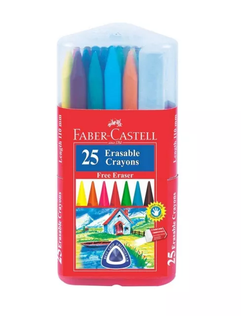 Faber-Castell Erasable Plastic Crayon Set Gift pack- 110mm, Pack of 25 (Assorted