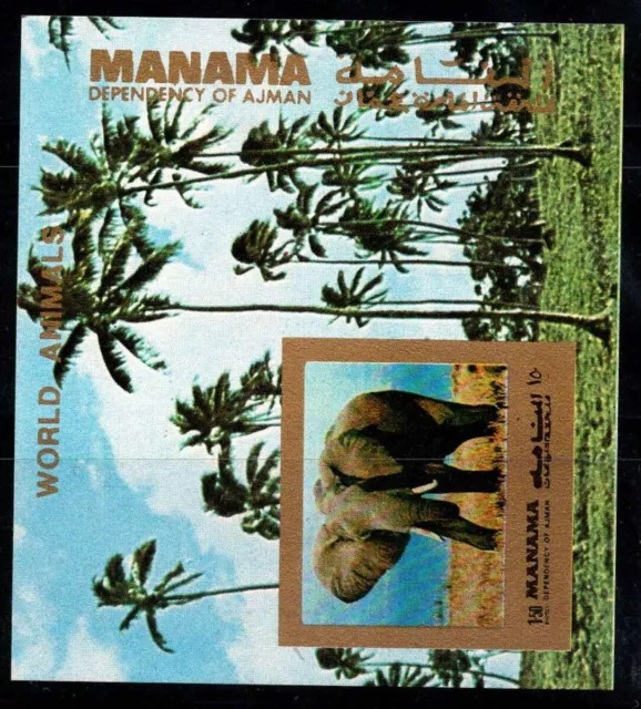 Manama 1972 Mi. Bl. 182B Block 100% Postfrisch Elefant