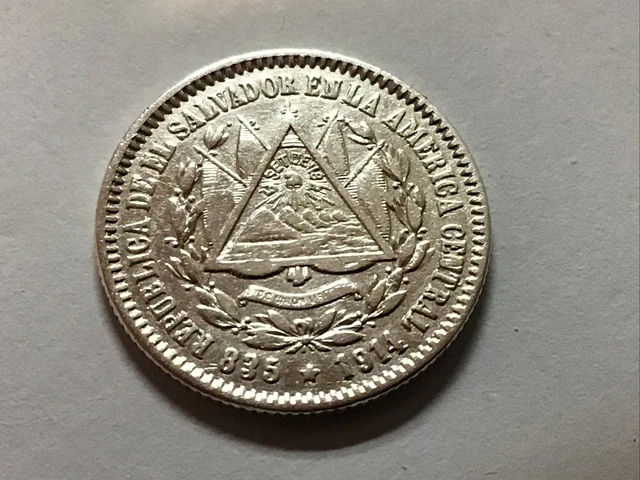 1914 El Salvador 10 Centavos  Silver High Grade Rare