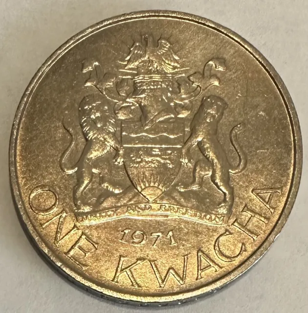 1971 Malawi 1 Kwatcha, BU/UNC Only 20,000 Minted! Nice Crown!