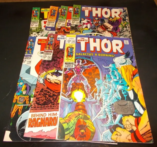 Marvel Comics: The Mighty Thor 7 issue Silver Age Lot Mid-High Grade 147-162