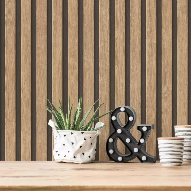 AS Creation Wood Slats Wallpaper 3D Effect Textured Vinyl Natural 39109-1