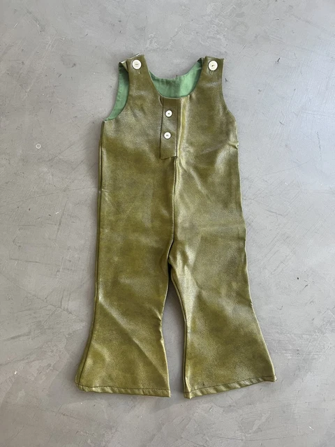 vintage kids faux leather green overalls vinyl 70s biltmore costume 3 4 5 6