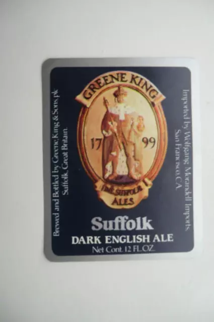 Mint Greene King Imported San Francisco Ca Usa Brewery Beer Bottle Label