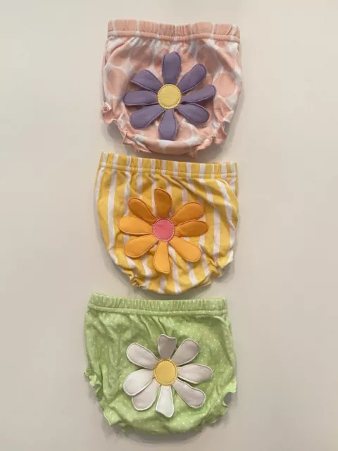 Baby Aspen Girls Bunch O'Bloomers Set of 3 Flower Diaper Covers 6-12 months