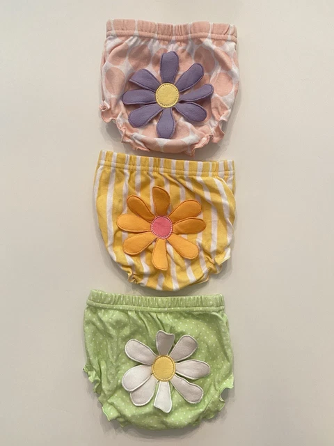 Baby Aspen Girls Bunch O'Bloomers Set of 3 Flower Diaper Covers 6-12 months