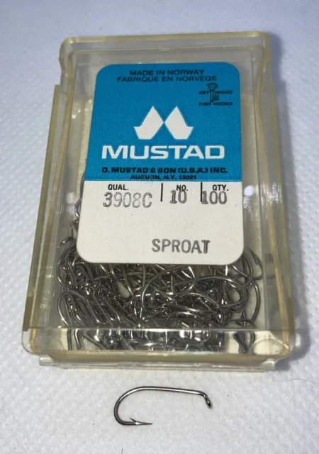 Mustad 33903 Classic Sproat Extra Long Shank Hook with Kink (100-Pack)