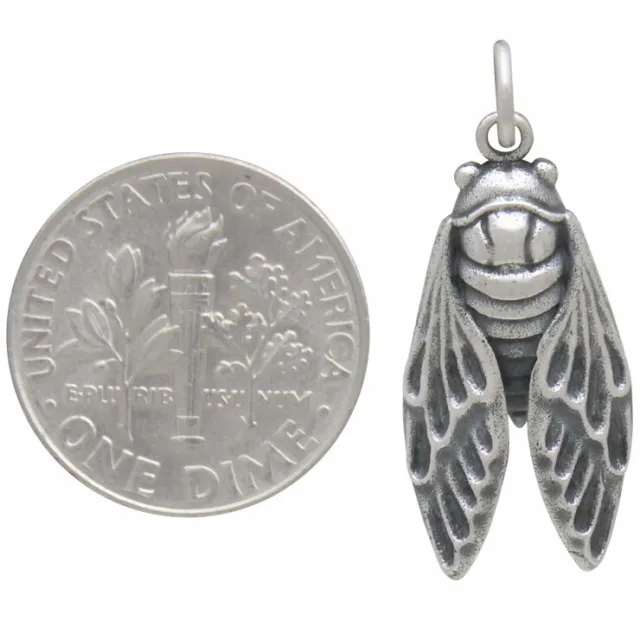 STERLING SILVER CICADA Charm Pendant Necklace-925 Sterling Silver #C105 ...