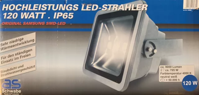 as Schwabe HOCHLEISTUNGS SMD-LED-STRAHLER FLUTLICHT 120W 9000Lm IP65 SAMSUNG-LED