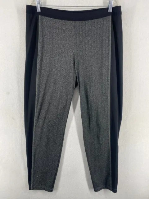 EILEEN FISHER Legging XL Herringbone Stretch Jersey Ankle Elastic Waist Gray