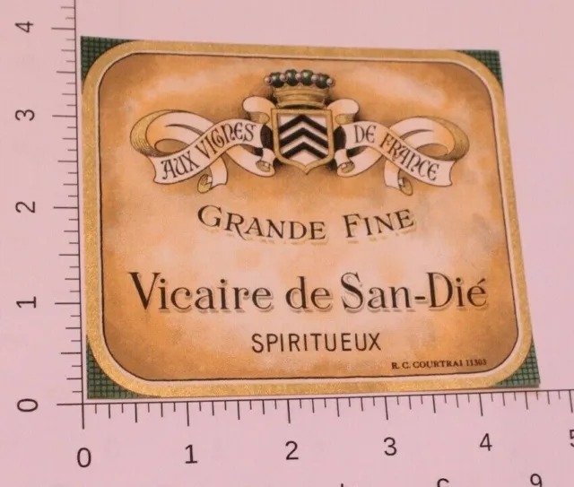 Vintage Vicaire De San-Die Grande Fine French Wine label