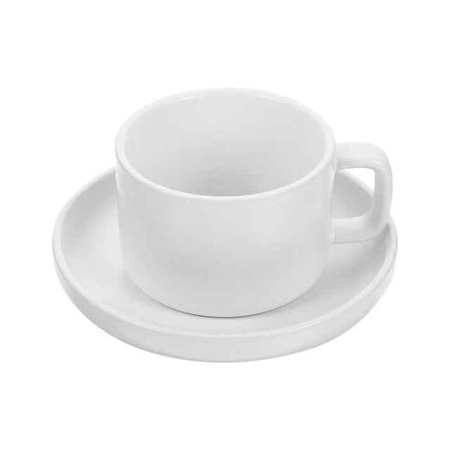 1 Set Haushalt Einfache Kaffeetasse mit Saucer Zarte Keramik Teetasse
