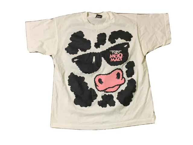 VTG 90s TCBY Moo Malt Frozen Yogurt Cow All Over Print  Single Stitch Shirt XL