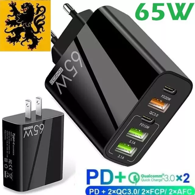 Chargeur Secteur Rapide 4Port USB 5V Quick Charge QC3.0 7A 65W Iphone SMartphon