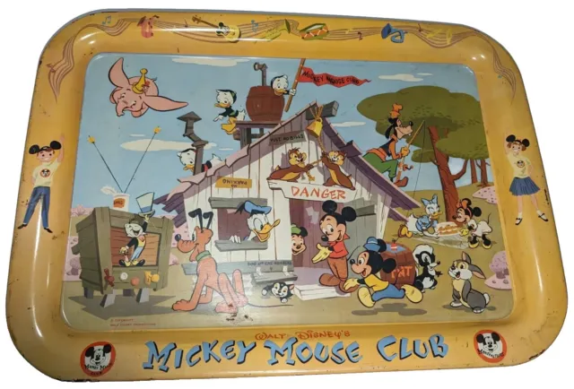 Vintage Walt Disney Mouseketeers Mickey Mouse Club Metal TV Tray 1950s Or 1960s