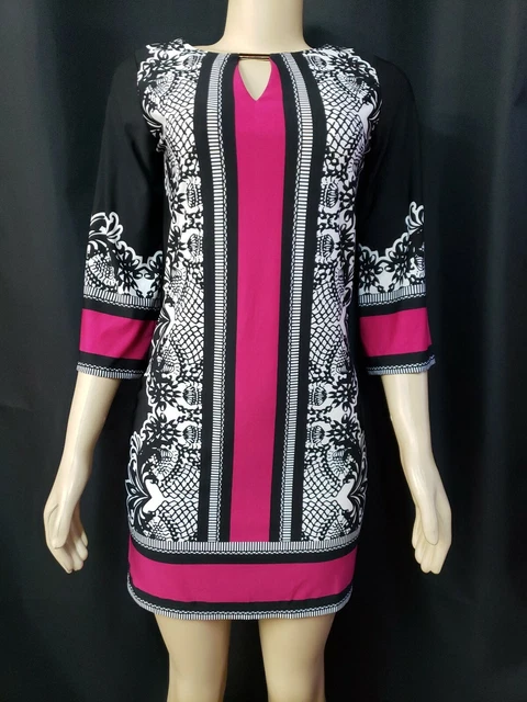 Haani Oink Black  3/4 Sleeves Women's Dress Size S Petite New #Cb8