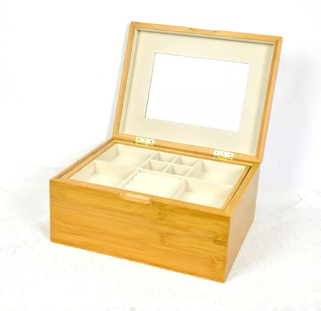 Large Jewellery Box Organiser Valet With Pull Out Tray & Mirror by Mele Unisex