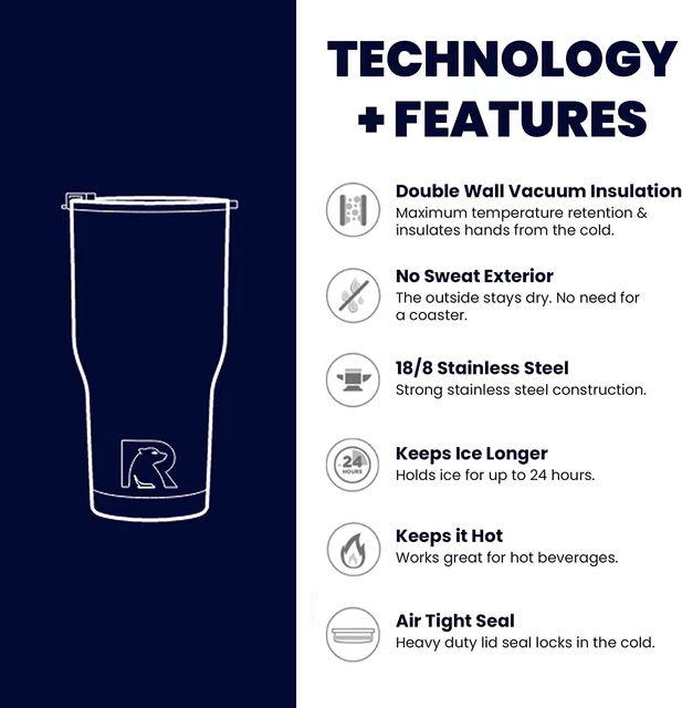 RTIC 20 Oz Insulated Tumbler Stainless Steel Coffee Travel Mug with Lid, Spill P 3