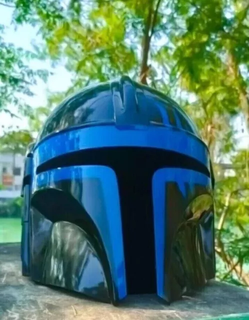Casco mandaloriano in acciaio di Star Wars con fodera e sottogola...