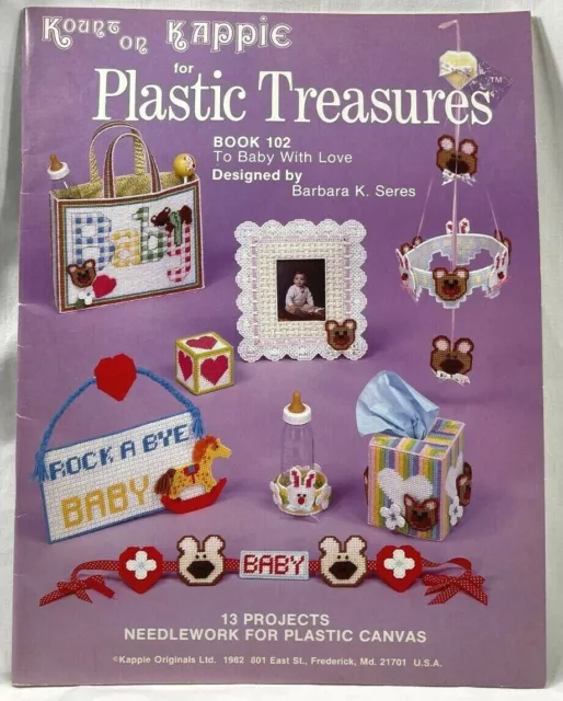 Kount On Kappie 1982 para Plastic Treasures 102 libro de patrones de lona de plástico 8957